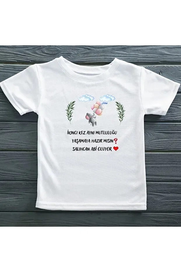 Детская футболка для девочек хлопковая с принтом Second time are you ready to live happiness mirror becoming a brother written personalized kids t-shirt Asilcomkids, White