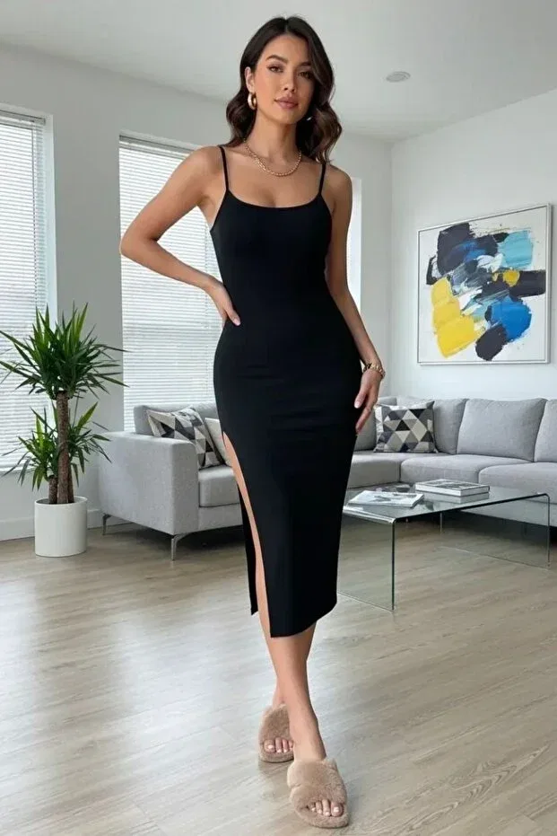 Женская ночная рубашка с длинным рукавом U-Neck, black Generic Brands