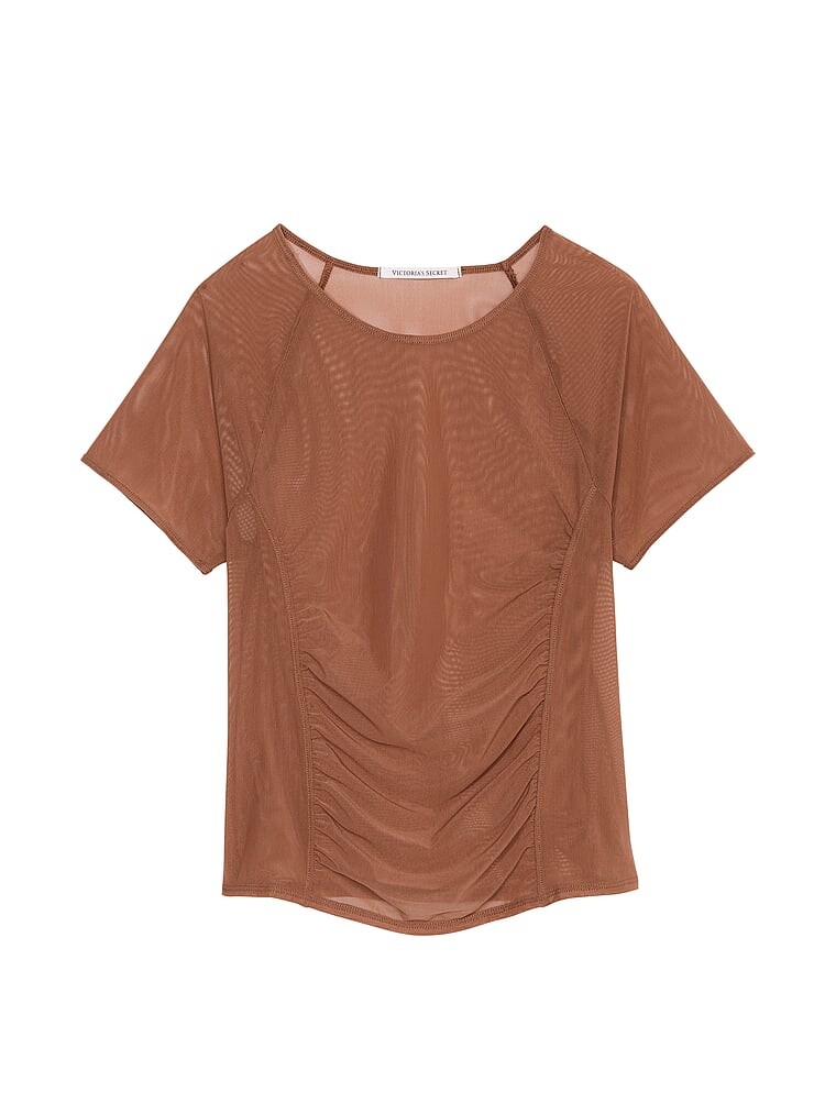 

Футболка спортивная Victoria's Secret Mesh Ruched, коричневый
