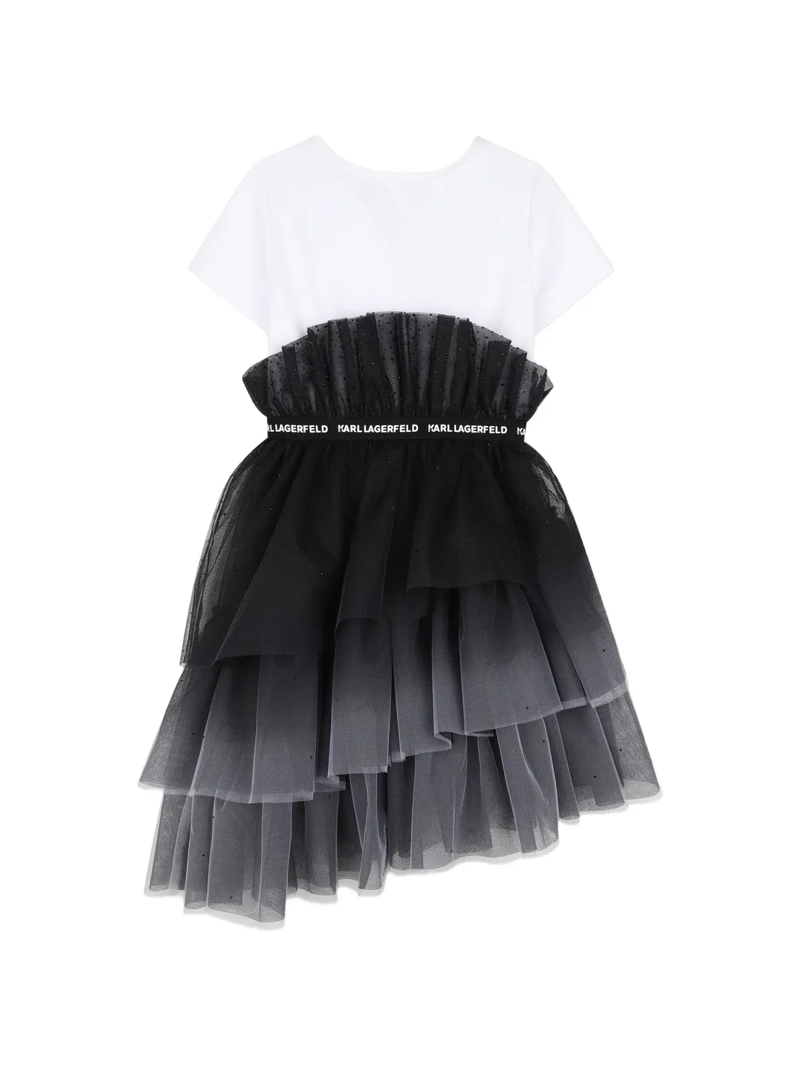 Ярусное платье с оборками Karl Lagerfeld Kids, белый — фото 2