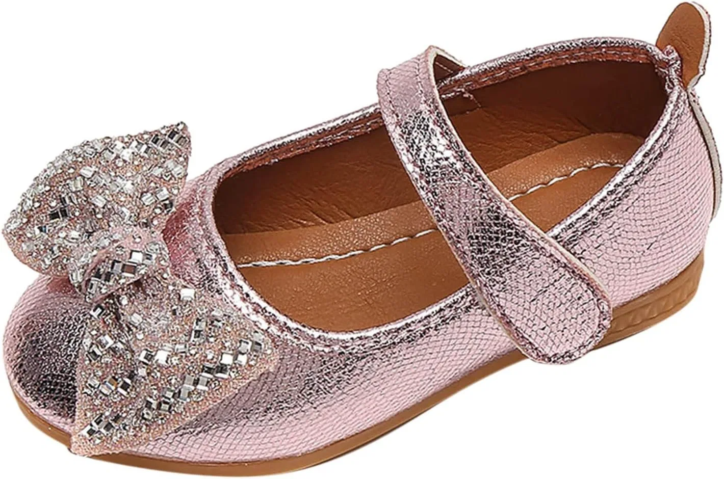 Детские туфли Мэри Джейн с бантом и блестками для девочек, Pink