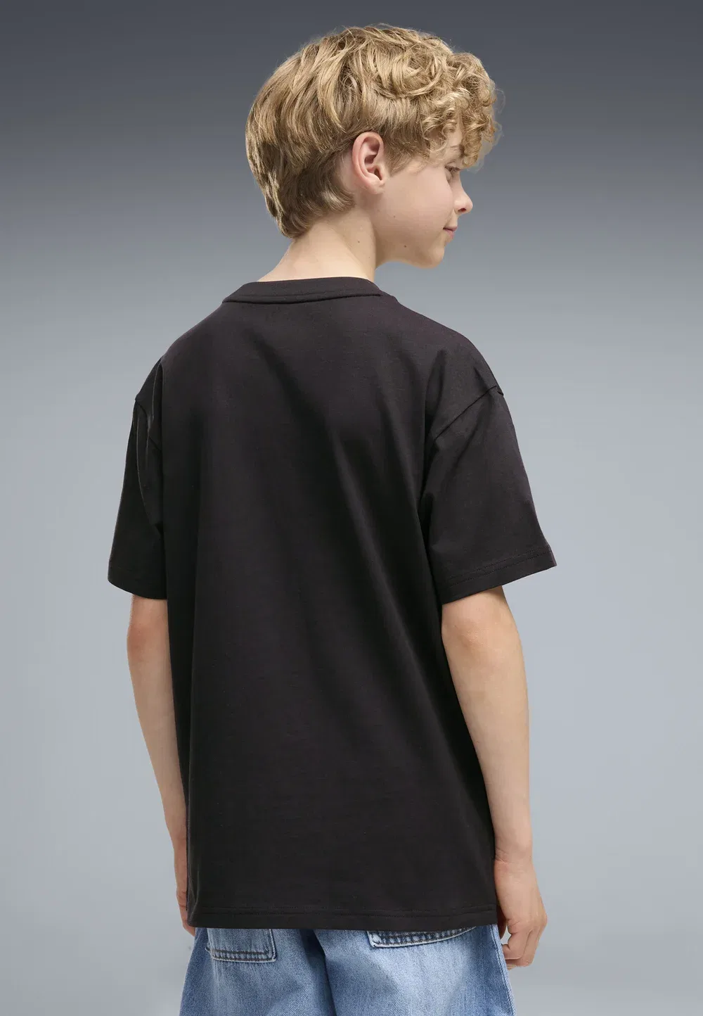 Футболка Essentials Logo Lab с графическим принтом в свободном стиле Puma, Black-Blue Guppy — фото 3