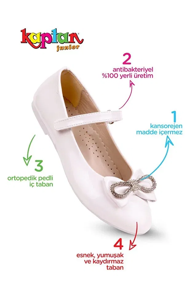 Детские ортопедические балетки для девочек Kaptan Junior, White — фото 3