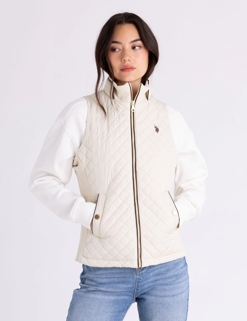 

Утепленный жилет U.S. Polo Assn Side Knit Quilted, бежевый