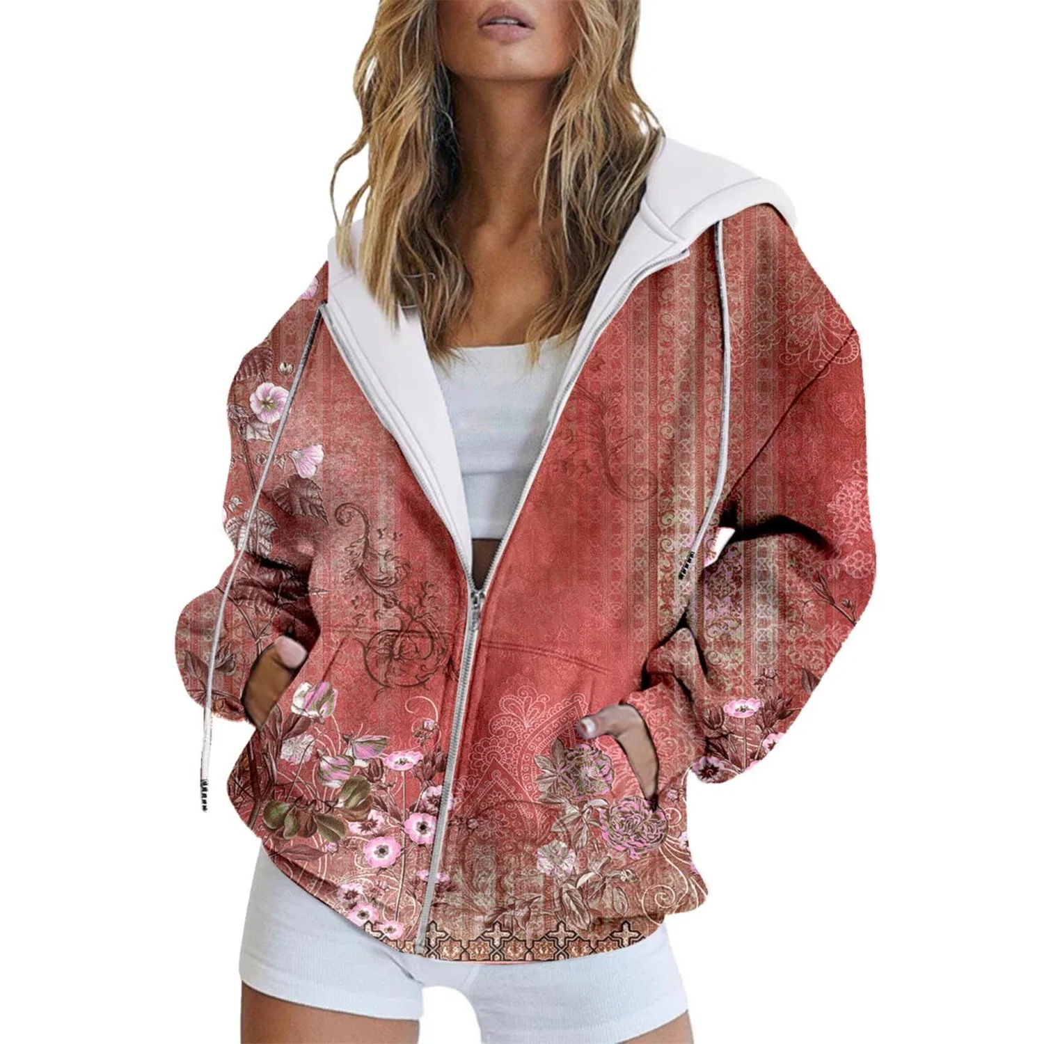 Женская худи с капюшоном с принтом Oversized Transition Jacket, P
