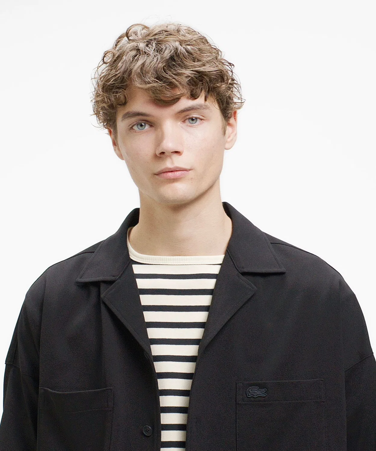 Мужская рубашка-куртка из пике с длинным рукавомLACOSTE, Black — фото 3