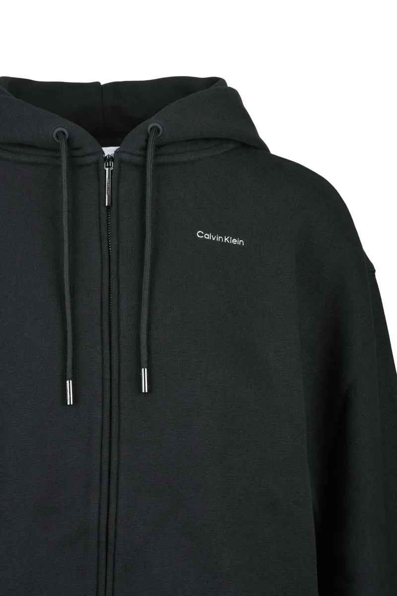 Женский свитшот с капюшоном и молнией Calvin Klein, черный — фото 2