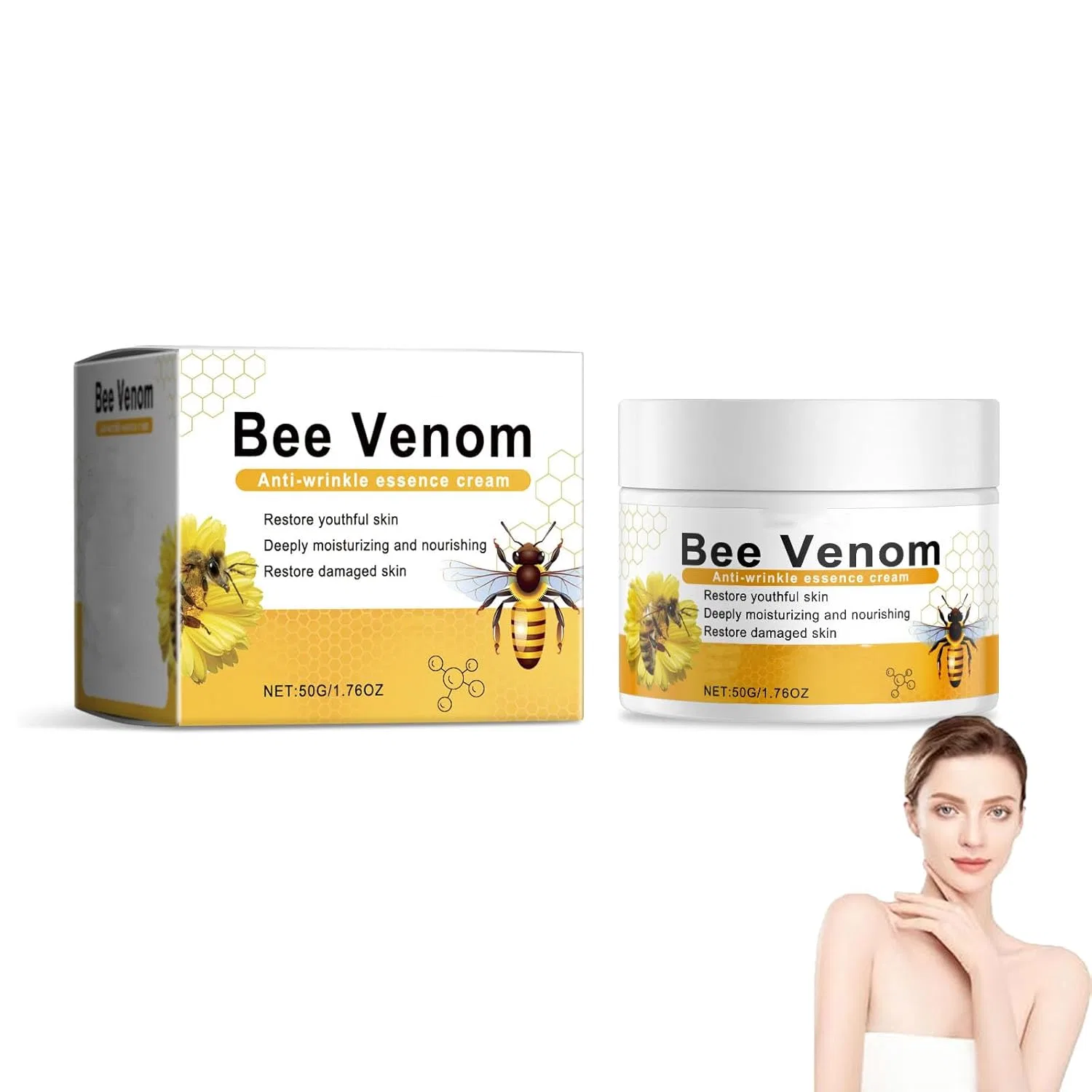 Антивозрастной крем для лица Bee Venom, yxcully, 50 мл, 1pcs