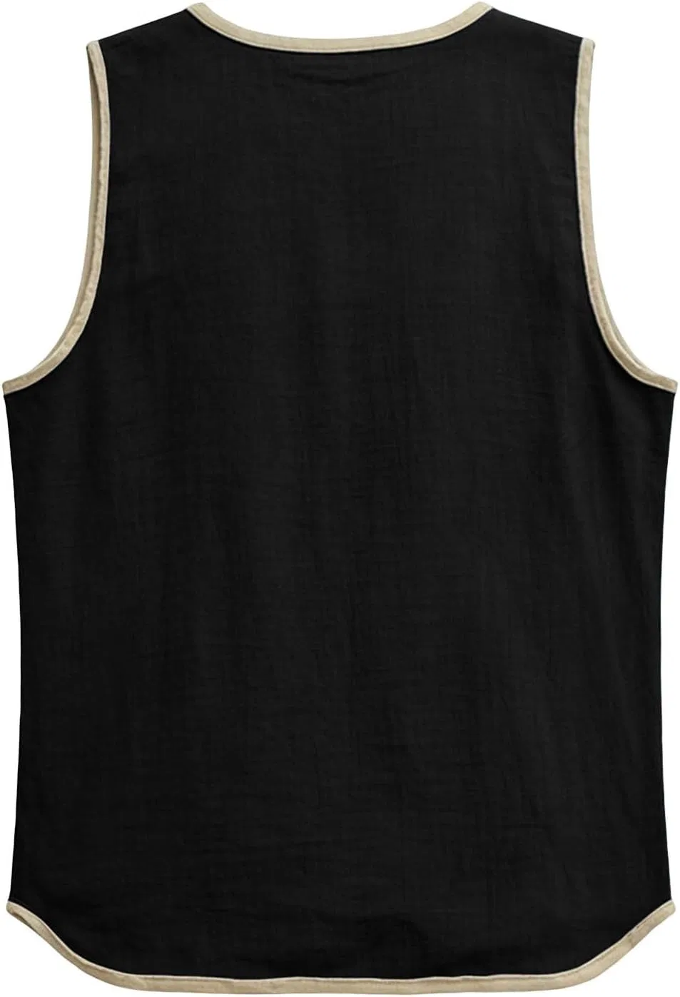 Мужская безрукавка из хлопка и льна Muscle Henley Shirt, Black — фото 4