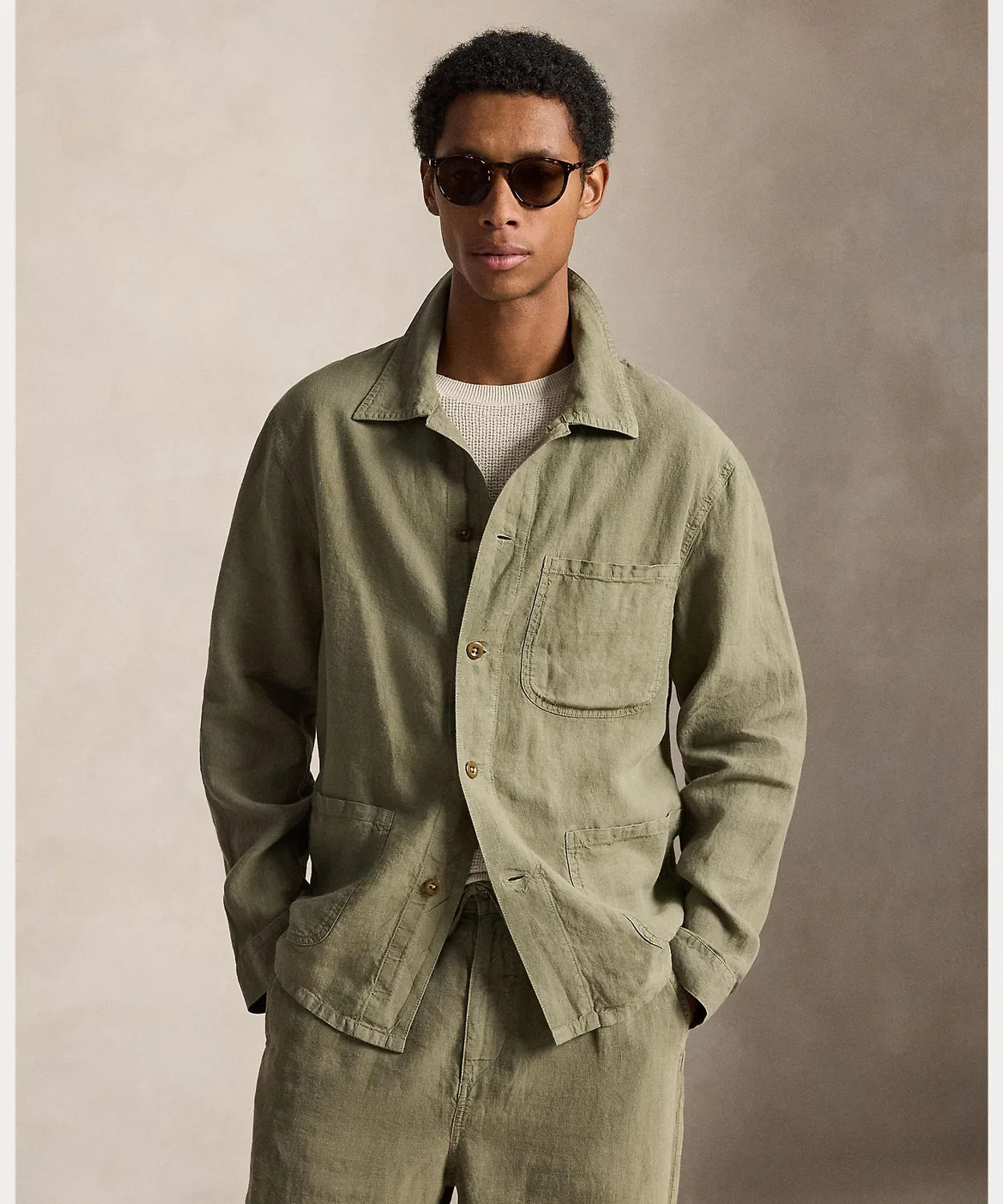 Мужской льняной жакет с длинным рукавомPOLO RALPH LAUREN, Green