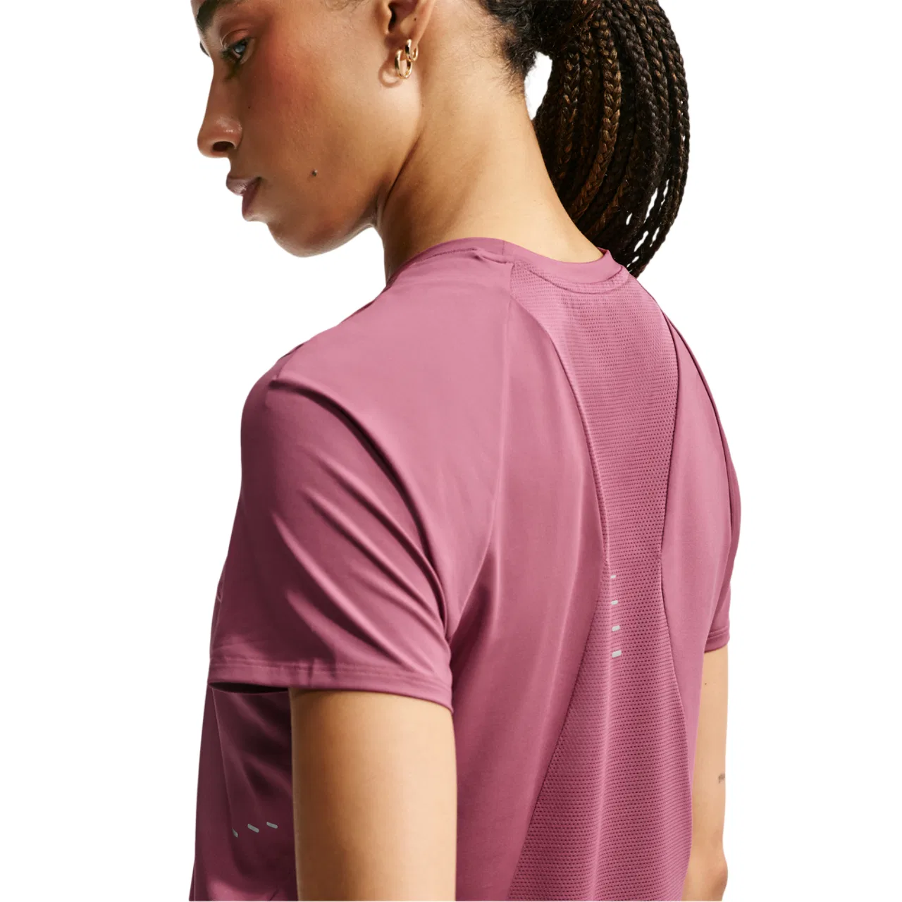 Женская футболка с коротким рукавом, из полиэстера, Nike Swift Dri-FIT, Pink Smoke/Reflective Silv — фото 2