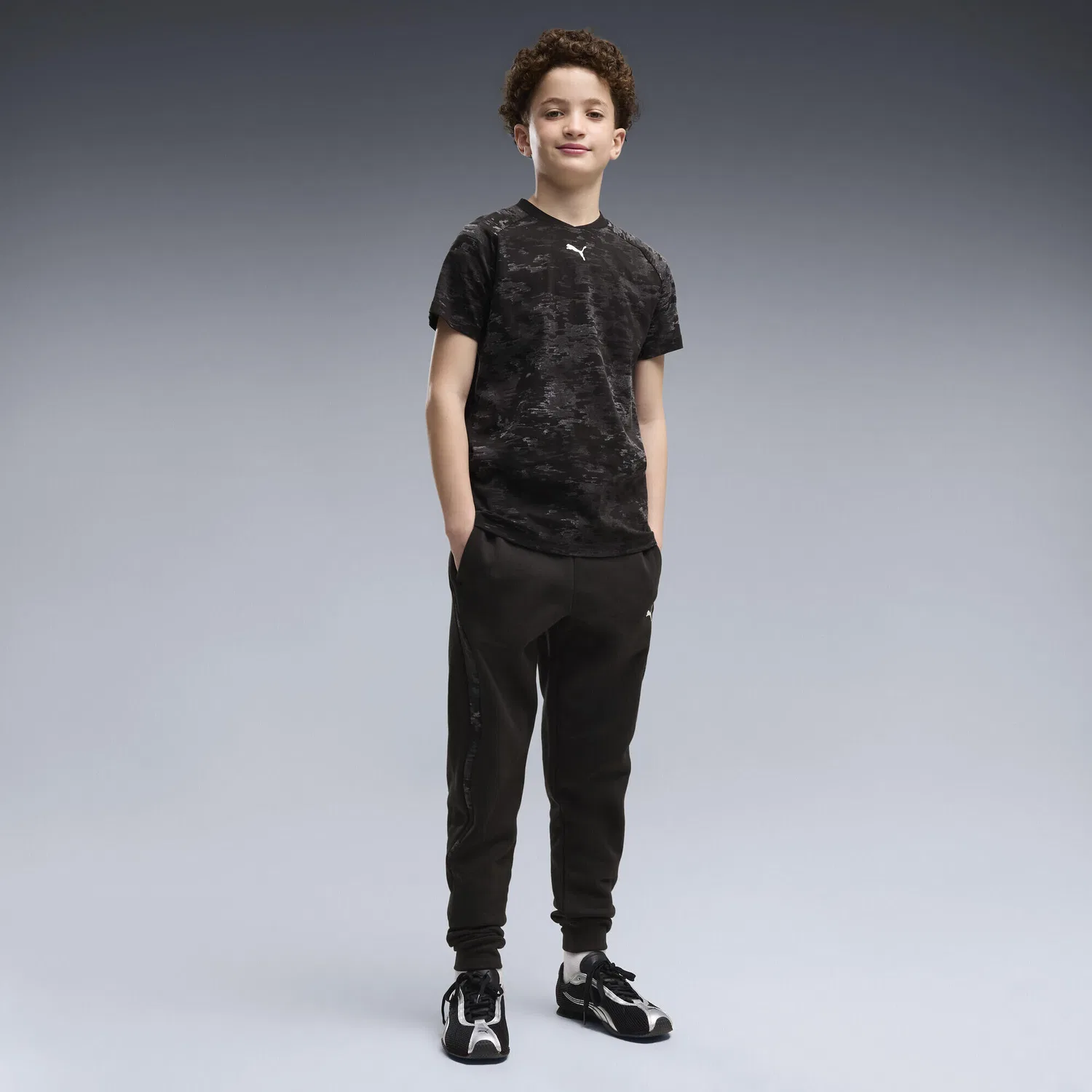 Детская футболка с камуфляжным принтом Sport Camo Puma, Schwarz — фото 4