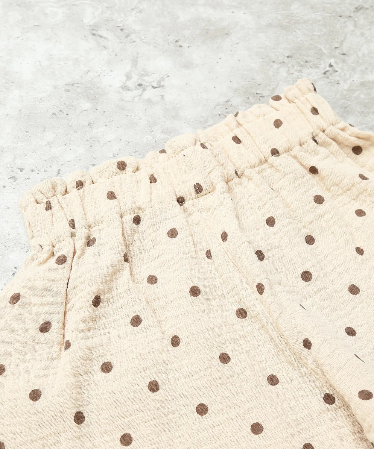 Детские широкие брюки с кружевом по низу, модель Dot Lace, la poche biscuit, Beige — фото 4