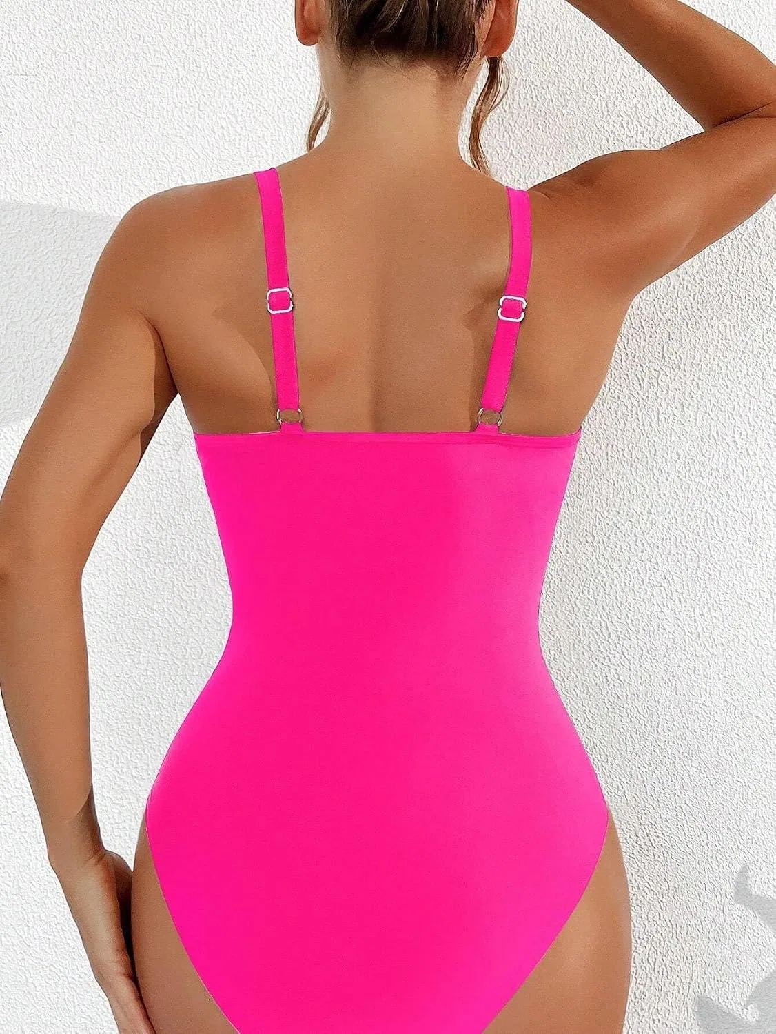 Женский монокини с открытой спиной и перекрестными лямками Hot Pink — фото 2