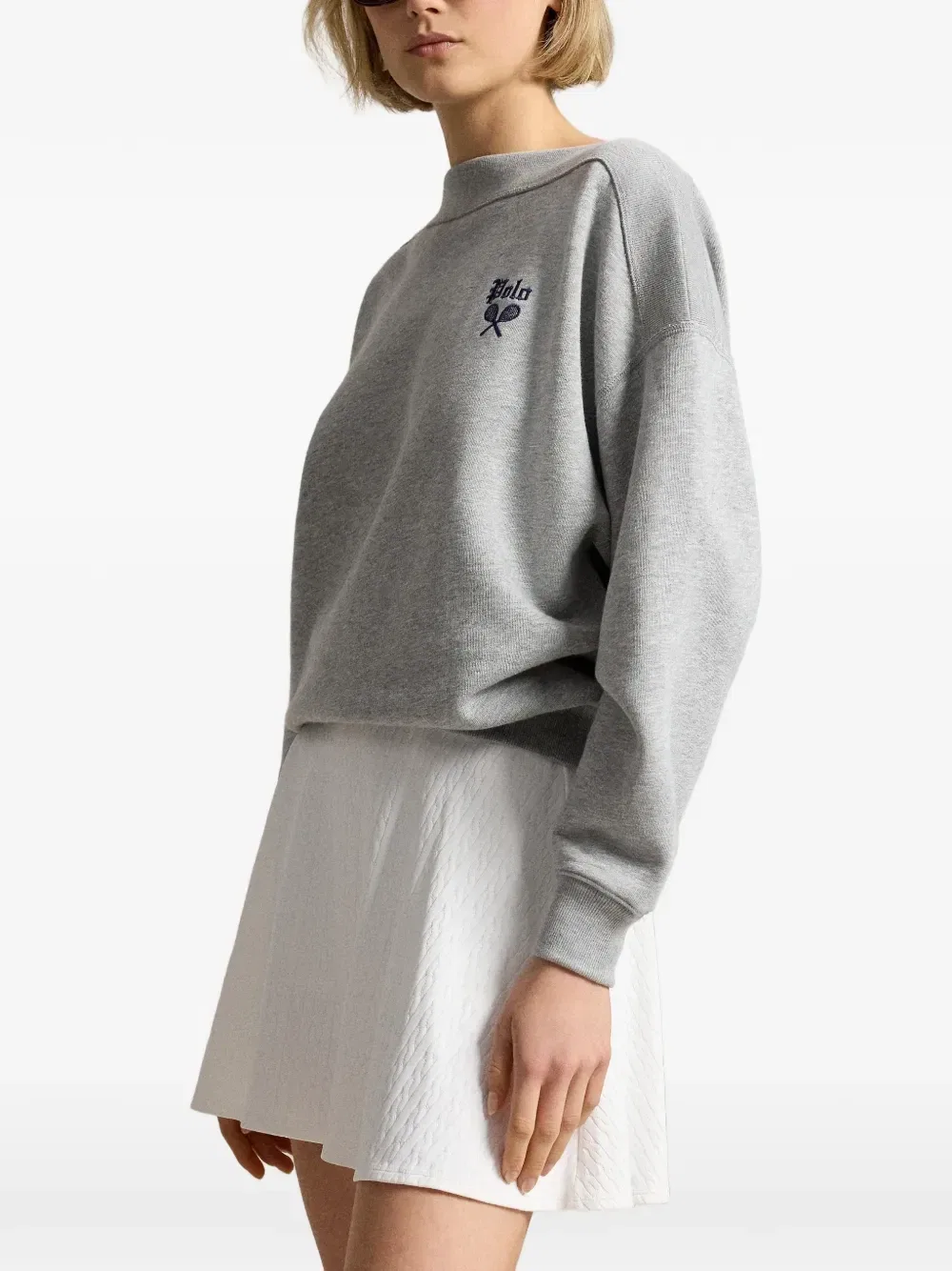 Толстовка с вышитым логотипом и вырезом-лодочкой POLO RALPH LAUREN, серый — фото 4