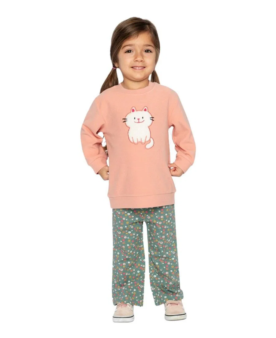 Комплект из туники и леггинсов с цветочным принтом Deux par Deux, Pale Pink And Green Floral Print — фото 3