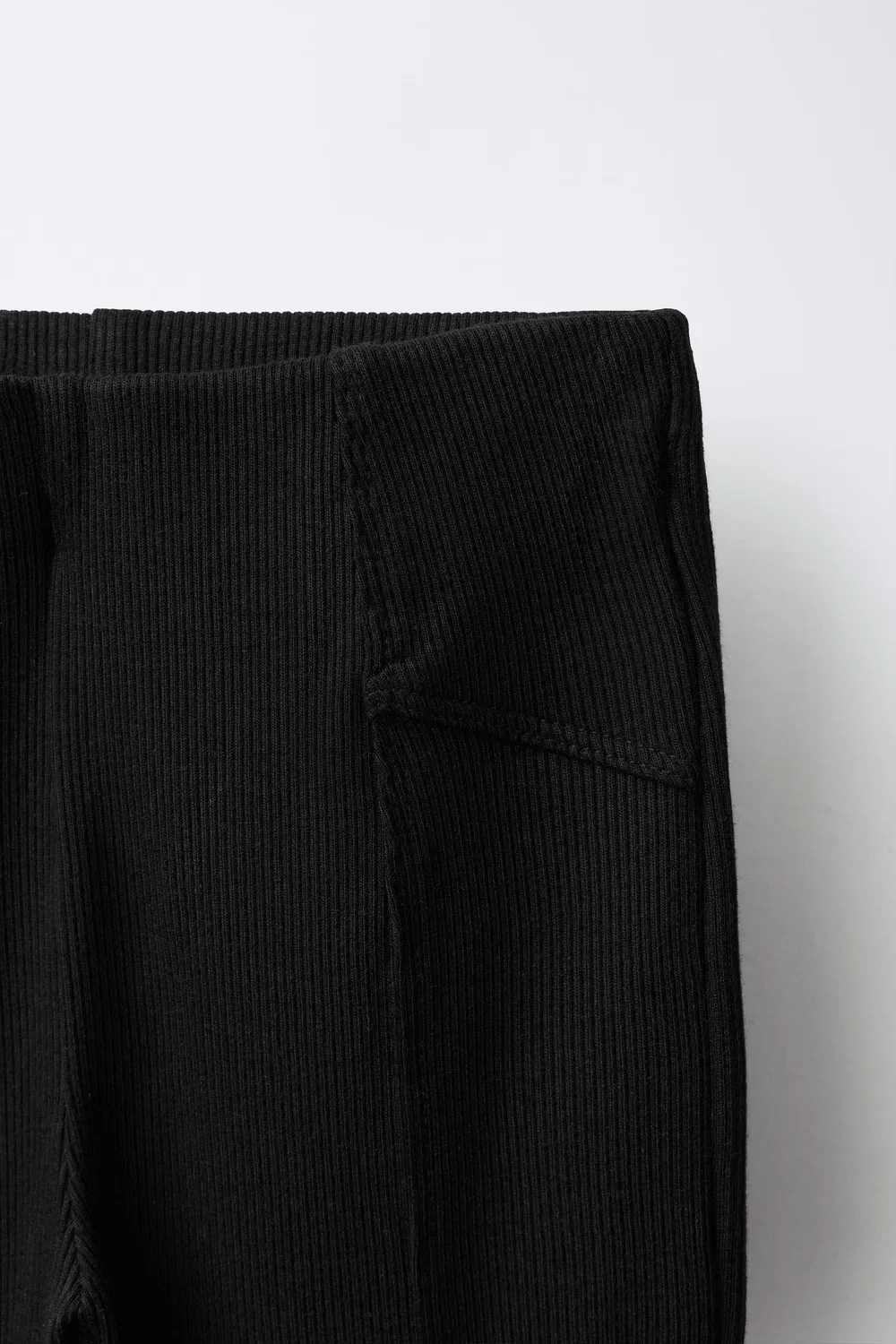Расклешенные ребристые леггинсы ZARA, Black — фото 3