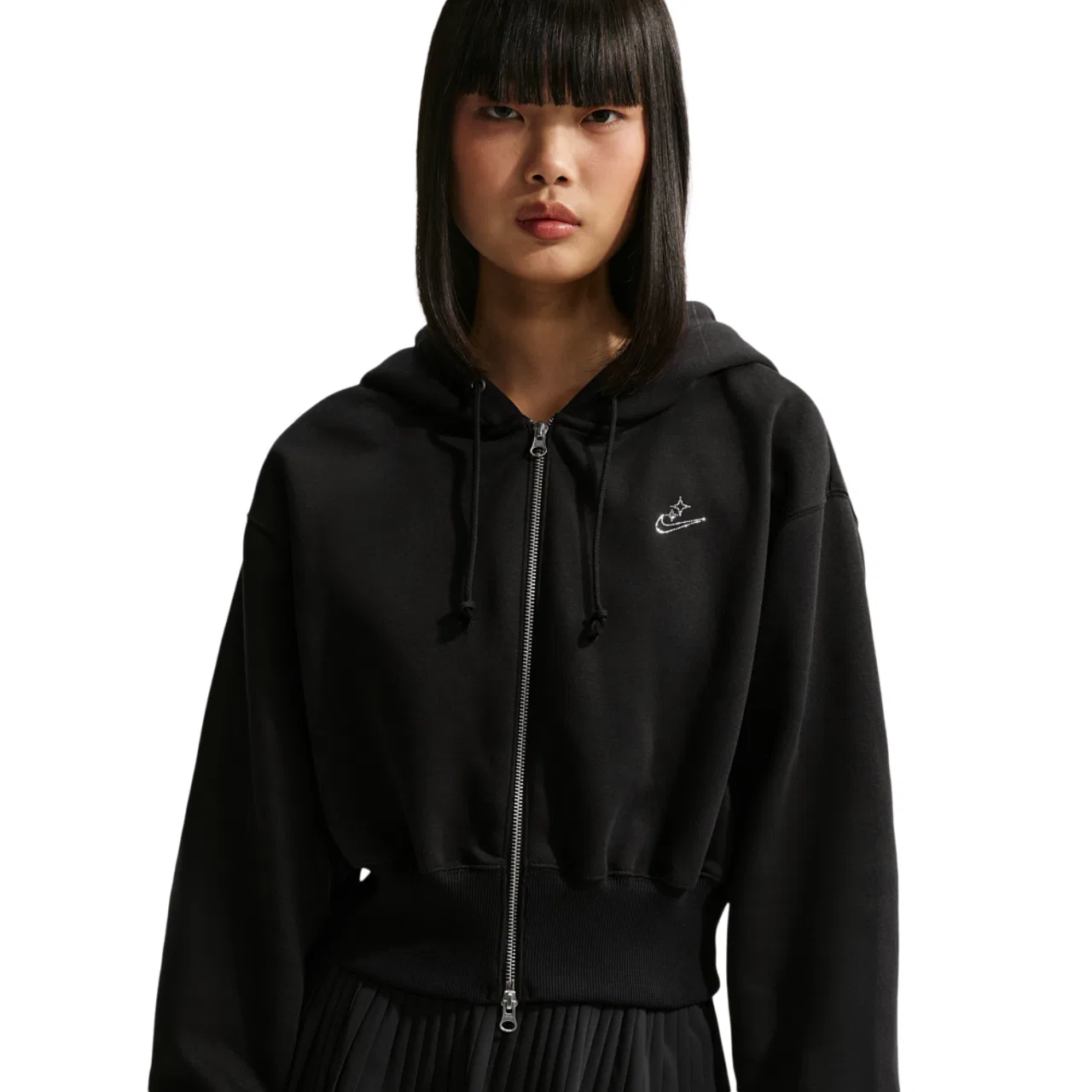 Женская куртка-худи Nike NSW Phoenix Fleece Bling Crop Full-Zip, черный