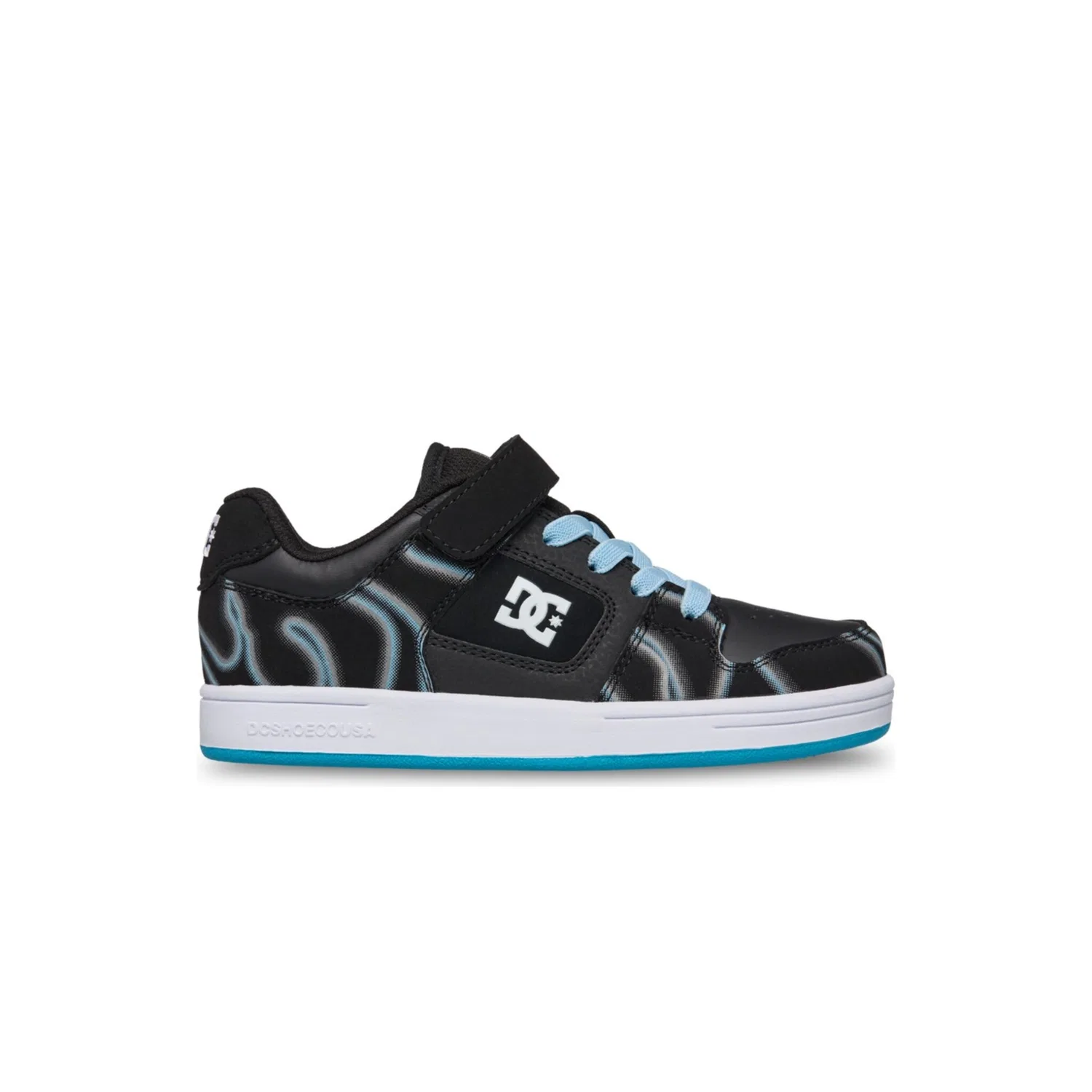 Детские кроссовки с защитой пальцев DC Shoes, Black Print/Glow — фото 2