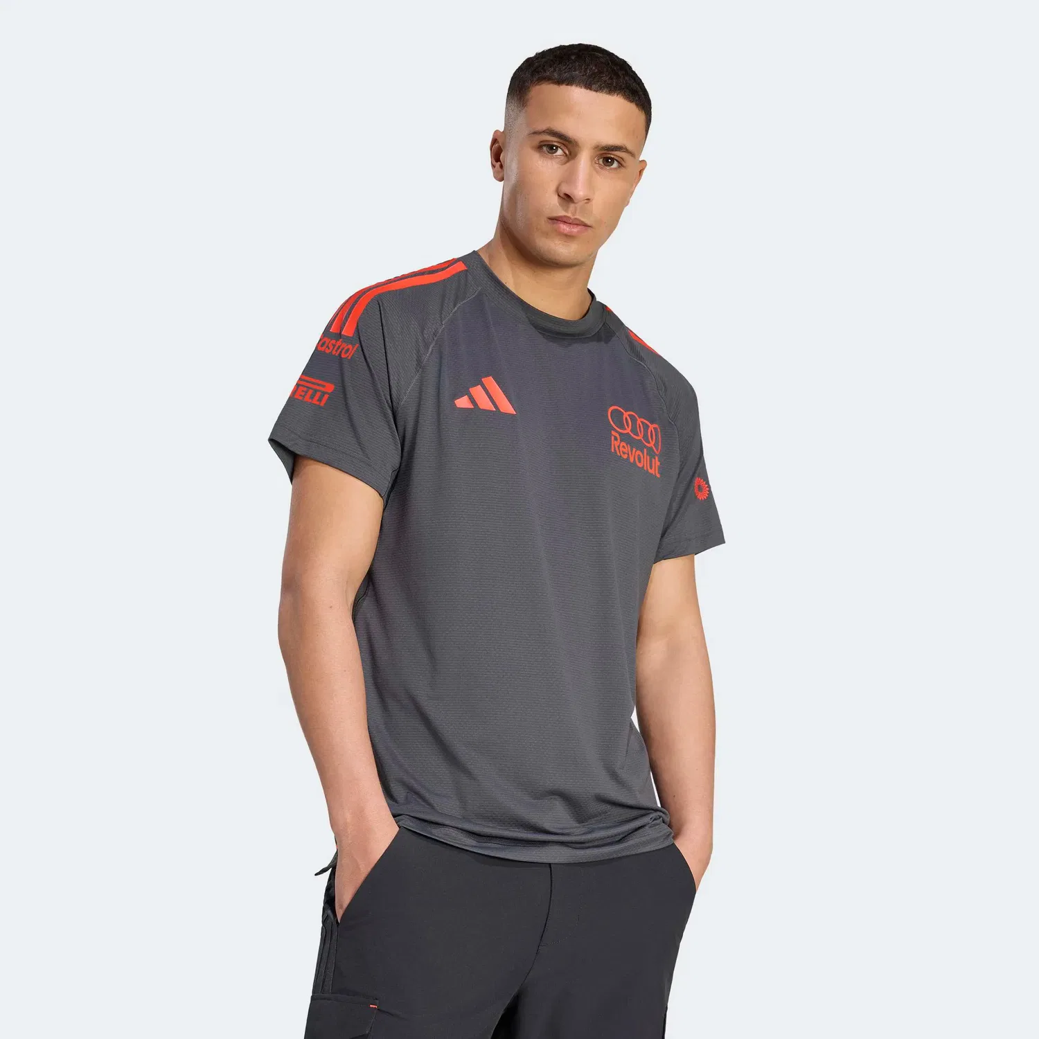 Мужская футболка с принтом Audi F1 2026 adidas, Negro / Rojo