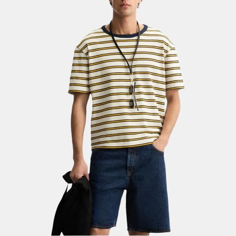Мужская футболка с круглым вырезом Light Beige Yellow/Yellow ZARA, Light Beige Yellow/Yellow — фото 4
