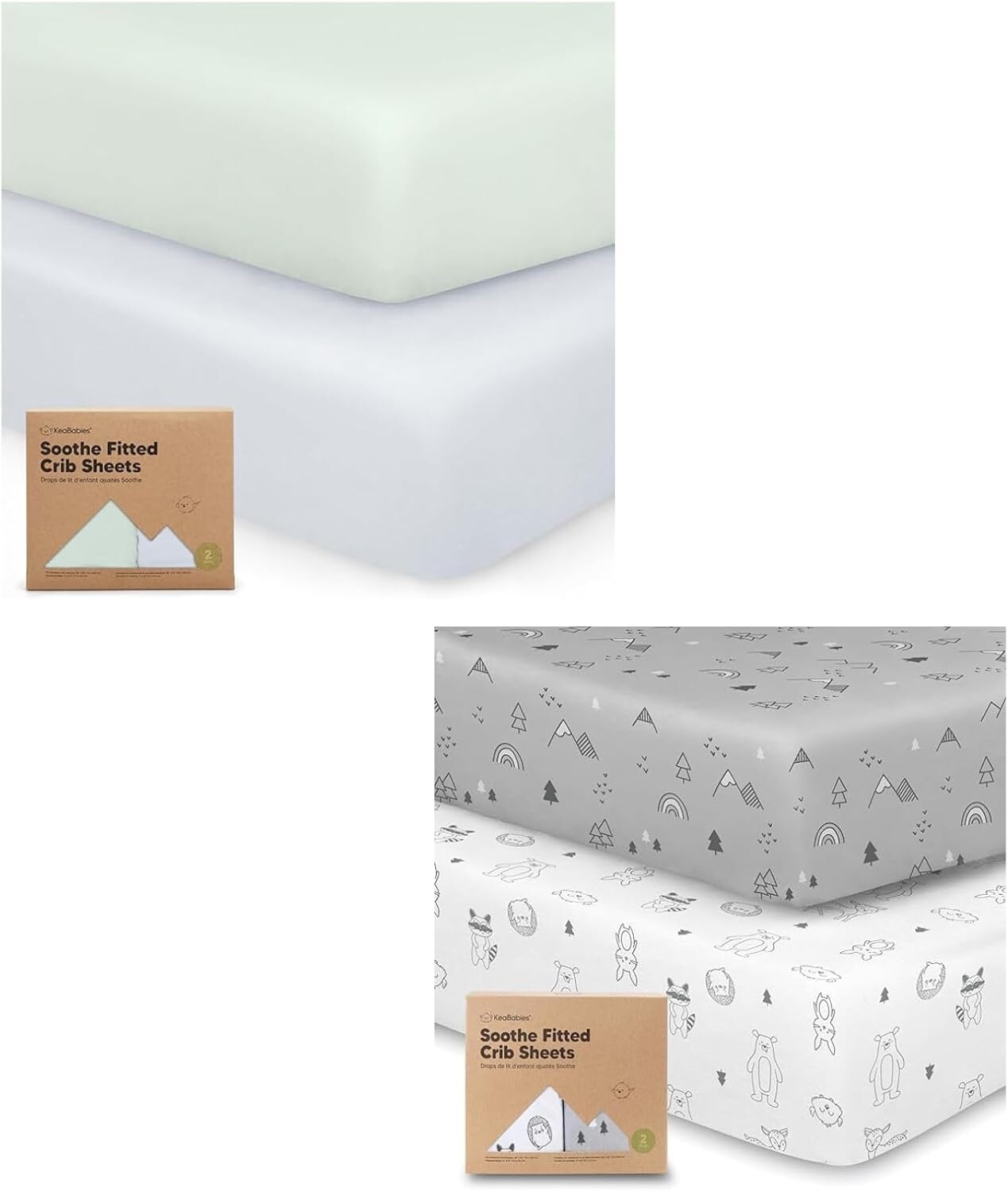 

Комплект из 2 простыней для кроватки Keababies для мальчиков и девочек - простыня для кроватки из джерси