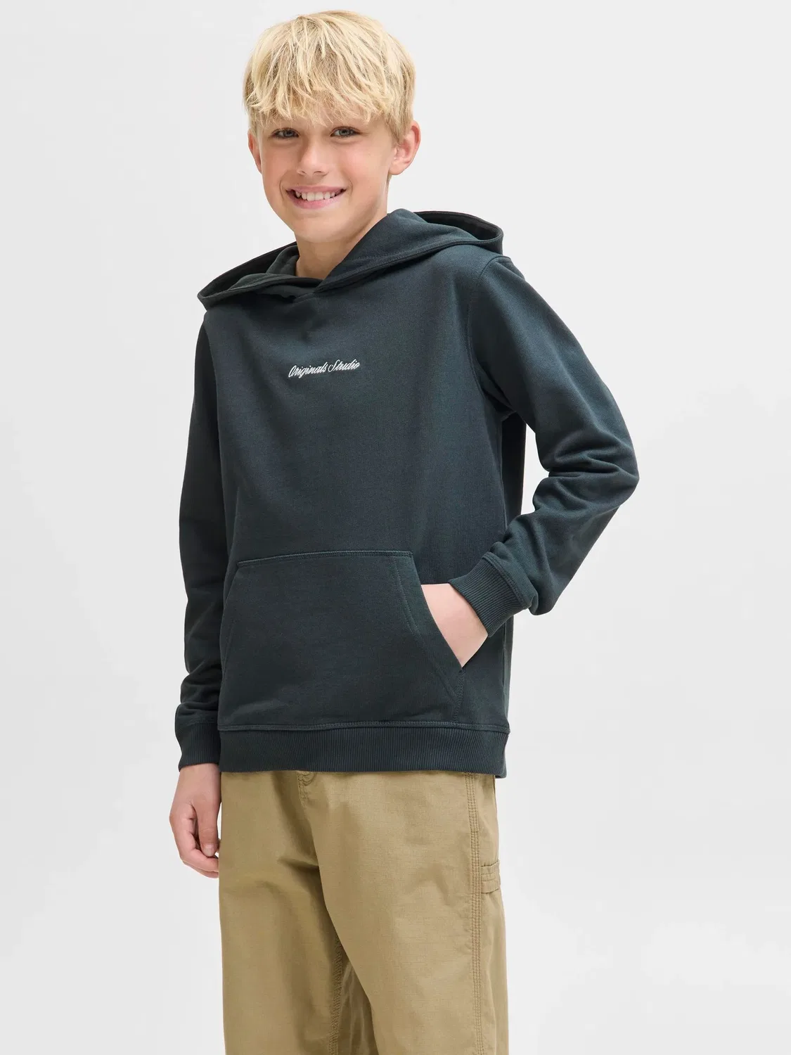 Капюшон худи, начес, JACK & JONES Junior, forest river — фото 2