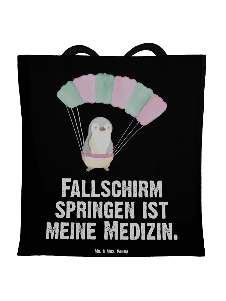 

Сумка для переноски Mr & Mrs Panda Pinguin Fallschirm springen, черный