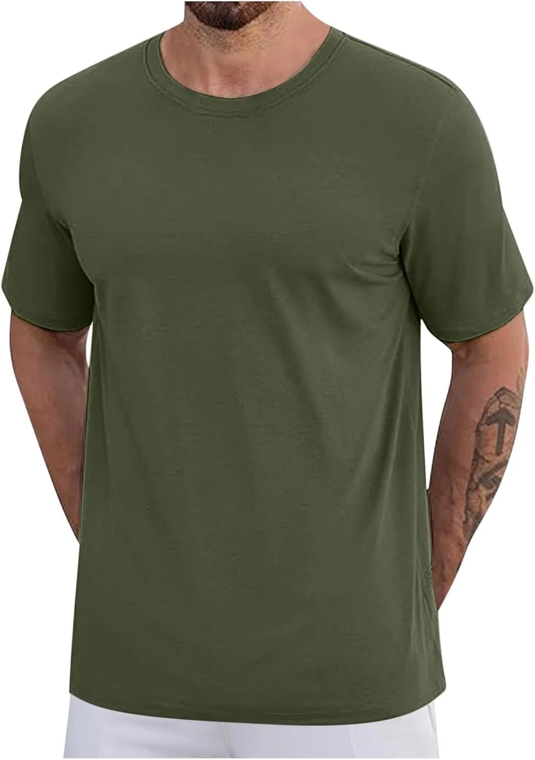 Мужская свободная футболка с круглым вырезом Generic, Army Green