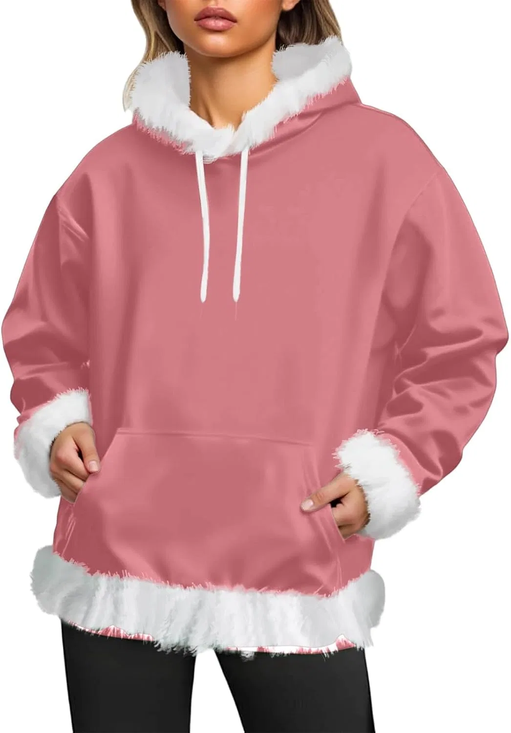Женский свитшот с принтом Christmas Hoodie, розовый — фото 4