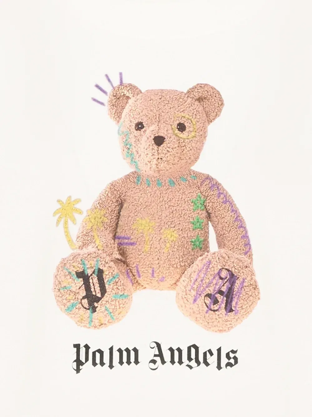 Футболка с логотипом в виде медведя Тедди Palm Angels Kids, белый — фото 3