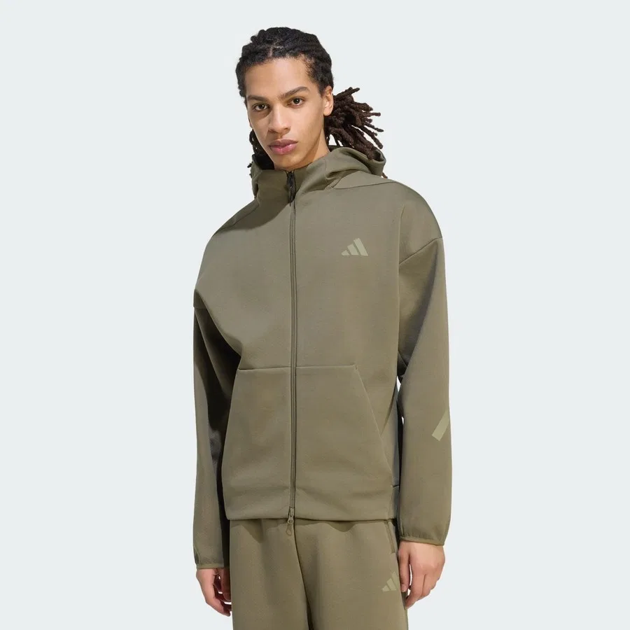 Спортивная кофта с капюшоном на молнии Z.N.E. Full Zip Track Top adidas, Светло-серый