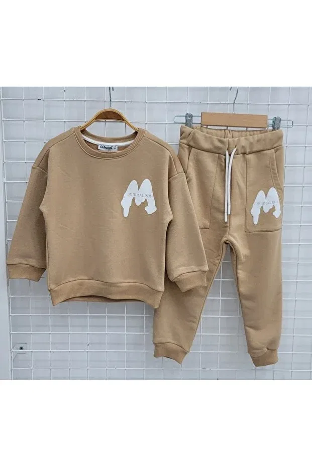Детский спортивный комплект с принтом Minimalism milk coffee kids tracksuit set Butik, Coffee With Milk