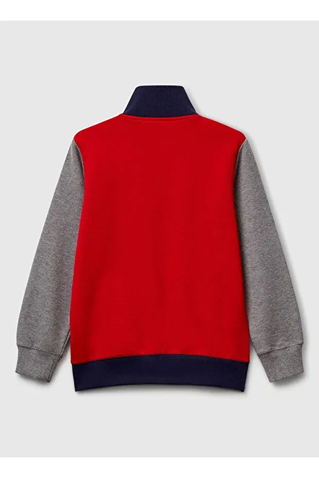 Детские свитшот для мальчиков с принтом Red - Gray United Colors Of Benetton, Red - Gray — фото 2