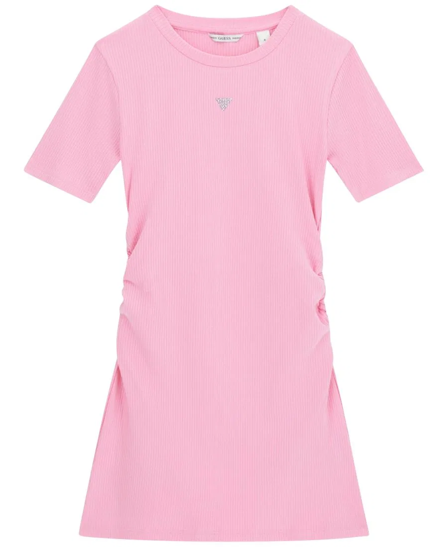 Платье-футболка с коротким рукавом, с блестящим логотипом GUESS, Pink