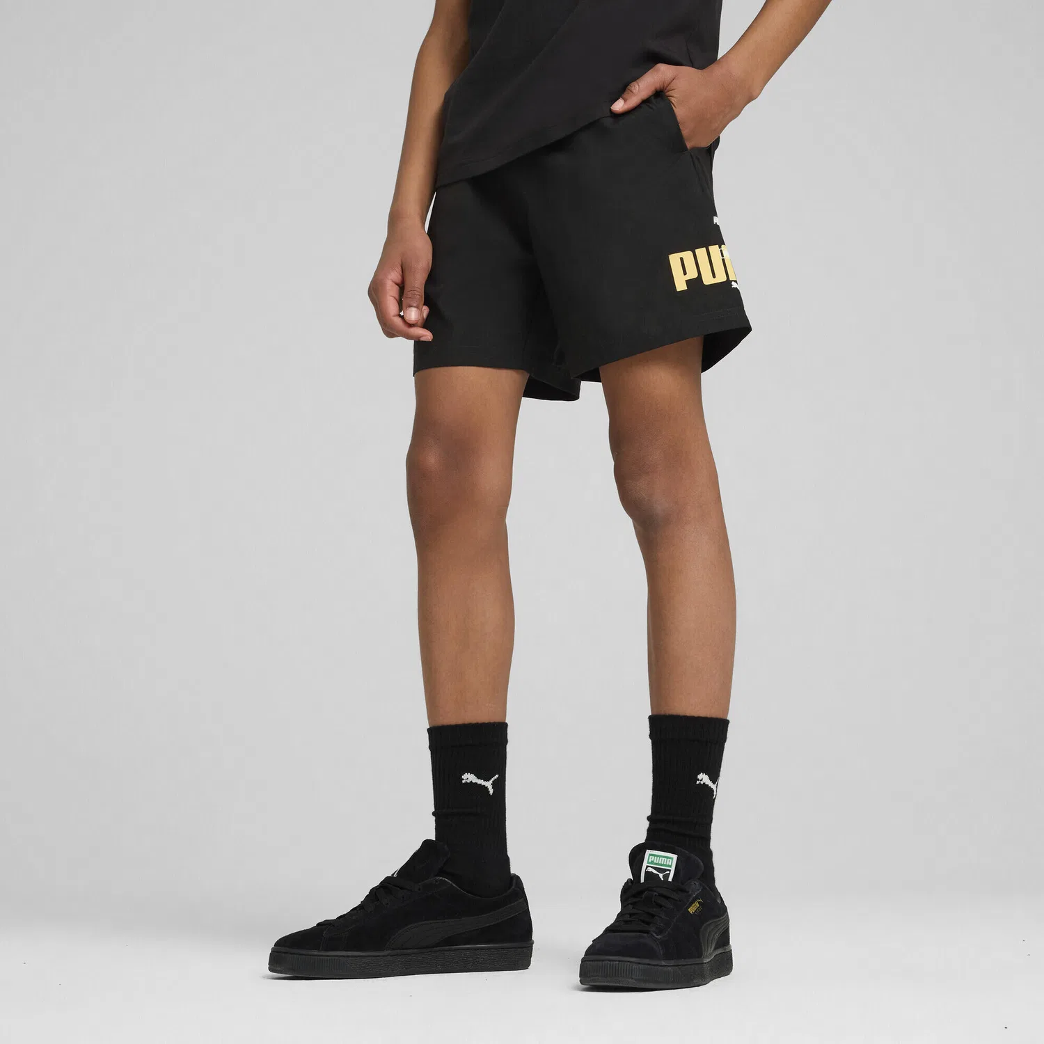Детские шорты с принтом Essentials Logo Lab Summer Puma, Черный — фото 2