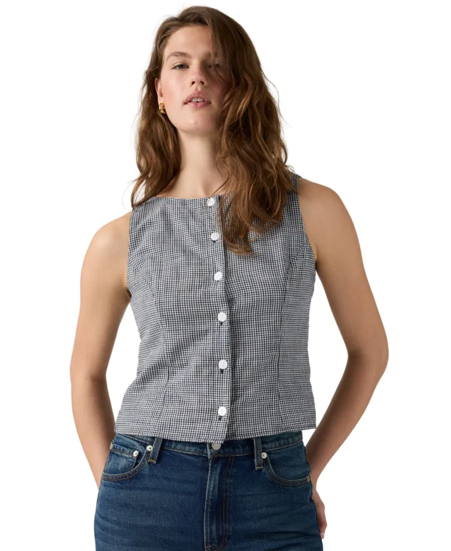 Топ без рукавов с высоким вырезом Pippa Levi's, Ceicil Even Micro Check Peacoat