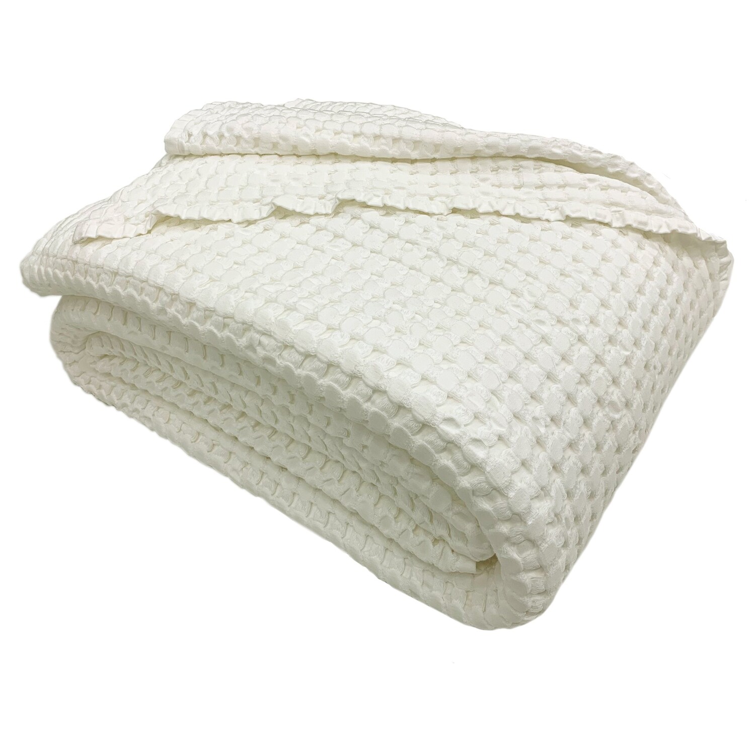 

Покрывало из хлопка с сотами StoneWashed без глажки Honeycomb - Chaltony Bianca, слоновая кость, Piazza e Mezza