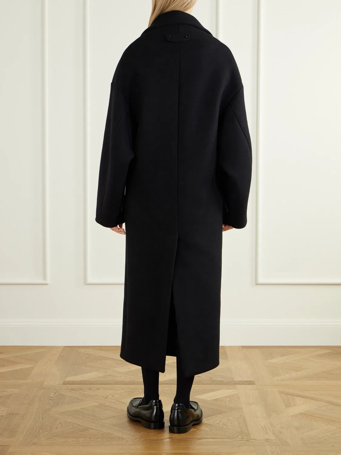 Пальто однобортное с очень свободным кроем Стола Balenciaga, черный — фото 3