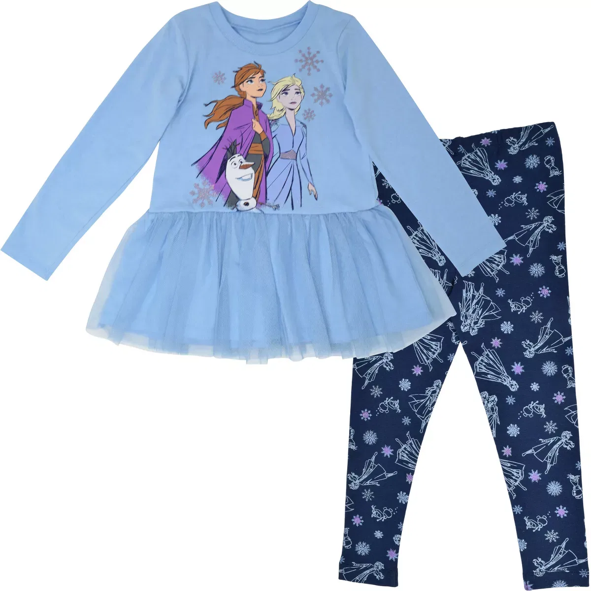 Детский комплект футболки и леггинсов с принтом Frozen Disney, Light Blue