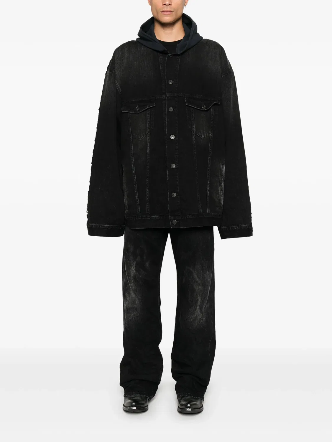 Куртка с капюшоном с вышитым логотипом Balenciaga, черный — фото 2