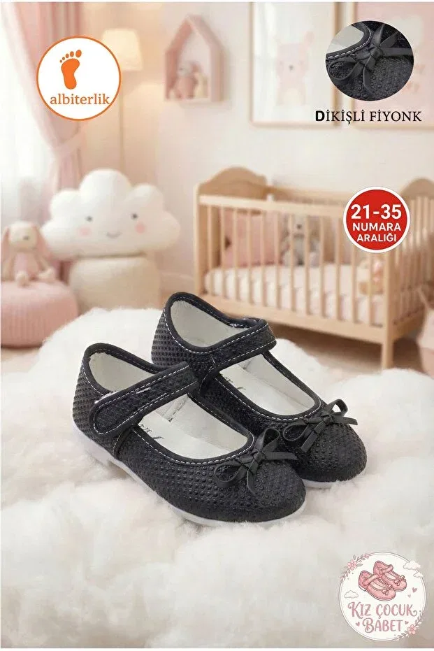 Детские балетки для девочек с бантом Albishoes, Black