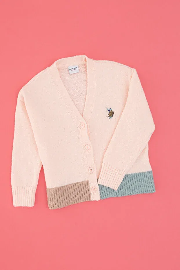 Детский кардиган для девочек с длинным рукавом U.S. Polo Assn., Light Pink — фото 3