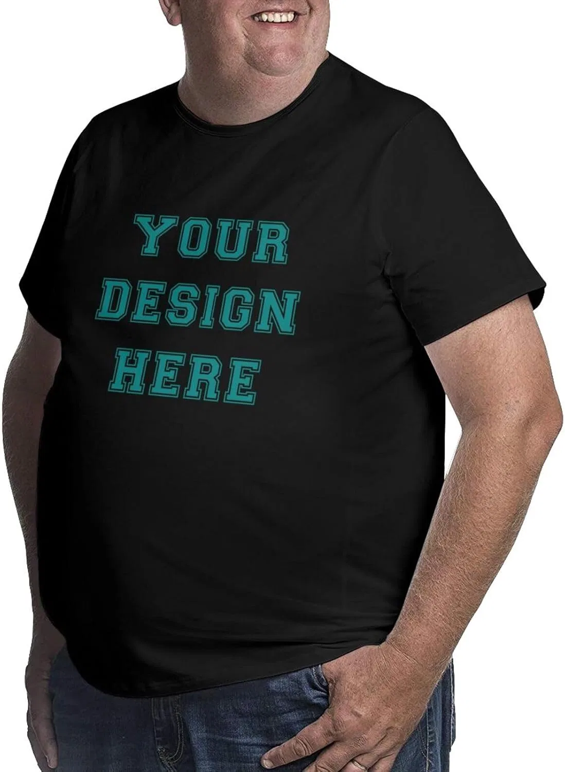Мужская свободная футболка Custom Big and Tall T Shirts, Black — фото 2