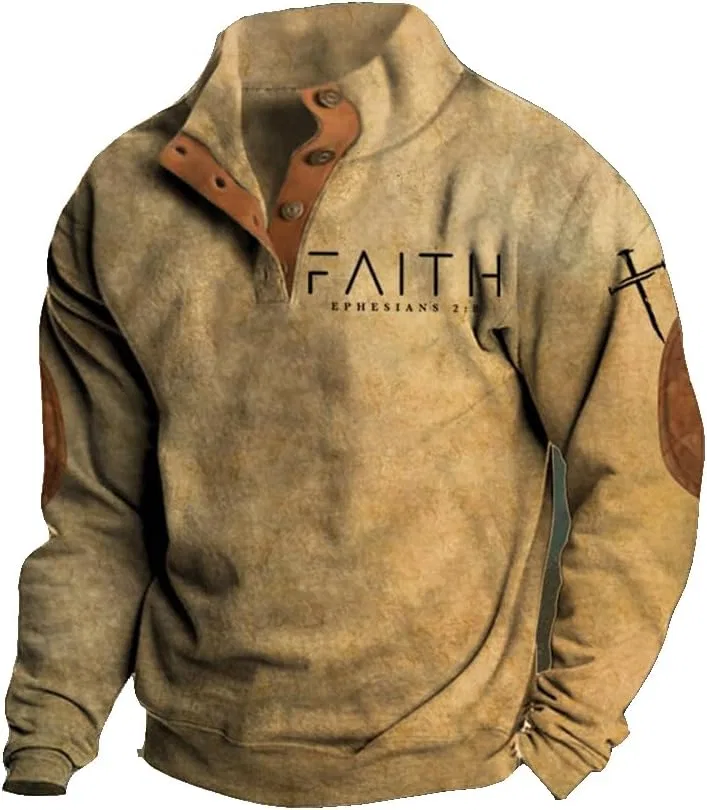 Мужская футболка с принтом Faith Ephesians 2:8, Grey — фото 3
