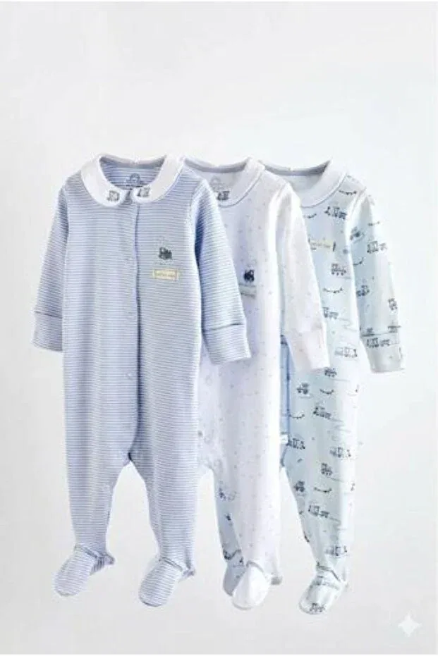 Детский комбинезон для мальчиков хлопковый набор 3 предмета Next Baby, Multicolor