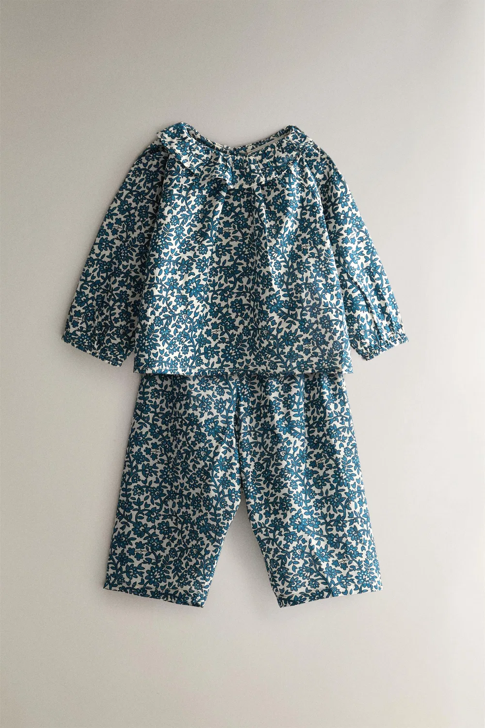Детские штанишки с цветочным принтом ZARA, Ecru/Blue — фото 4