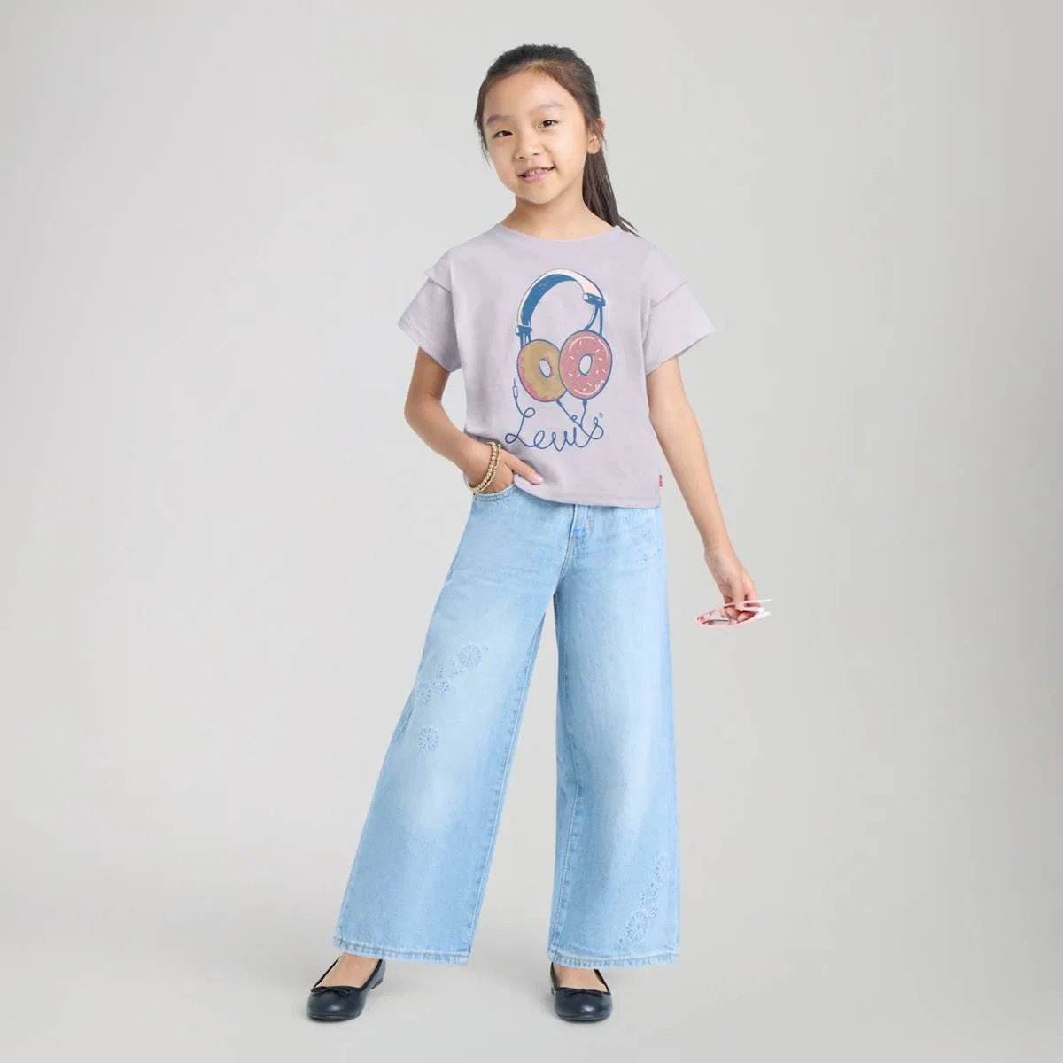 Вязаный топ с двумя рукавами для девочек 4-6 лет Levi's, Lavender Blue - Purple