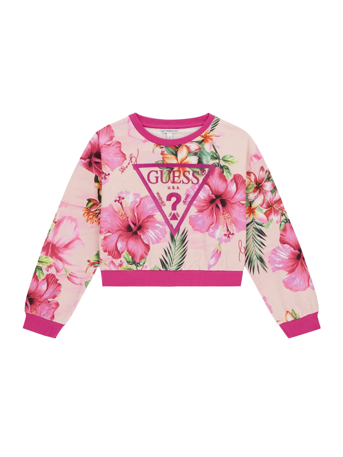 Свитшот свободного кроя для девочки Guess, розовый