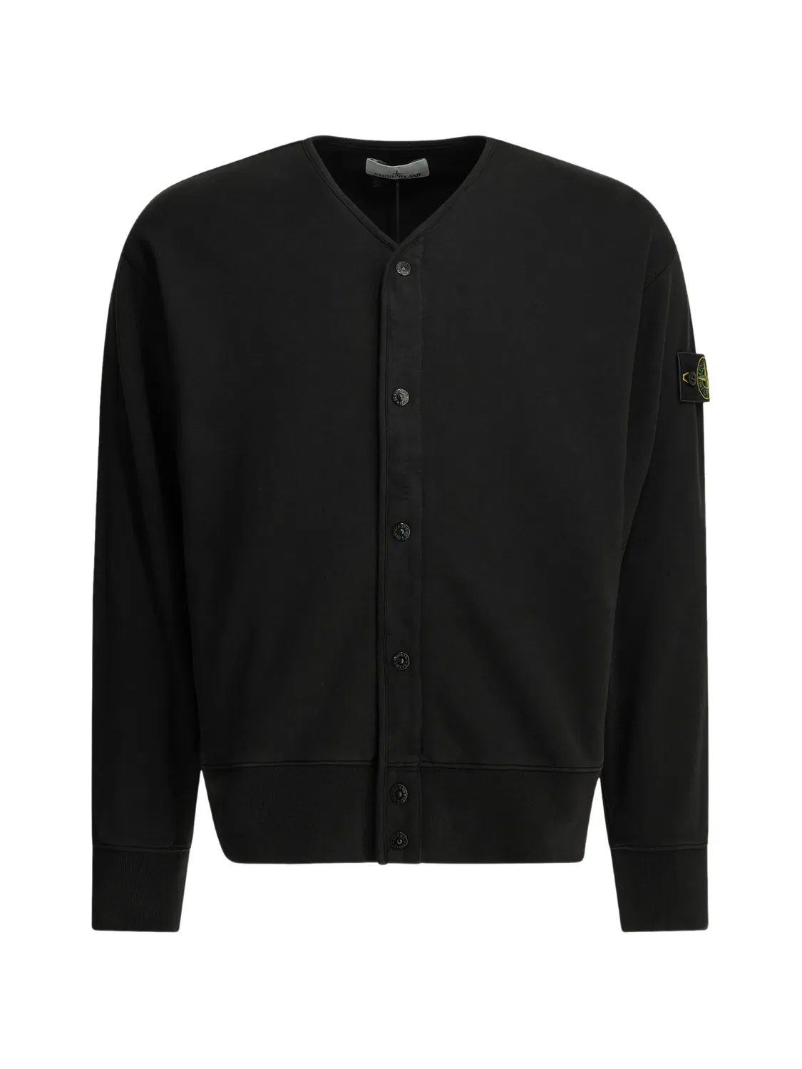 Stone Island Кардиган из хлопка с нашивкой, черный